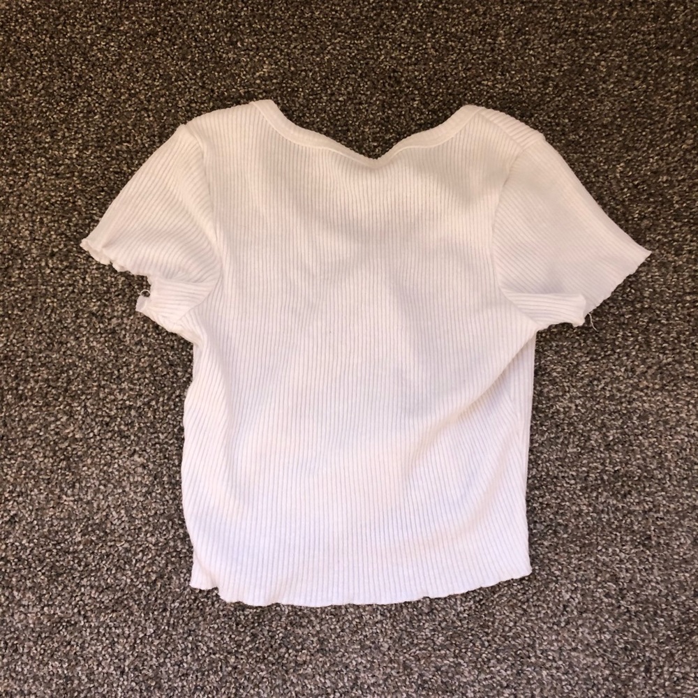 White Ribbed Crop Top - Picture 2 of 2